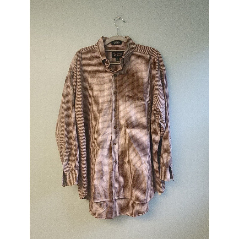 Roundtree & Yorke Size 17/34 Dillard's Manchester Twill Long Sleeve Button‎ Up